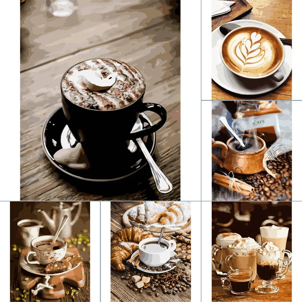 Modern Coffee Painting By Numbers For Adults Kids Kits Hand Painted Drawing Canvas DIY Oil Coloring Paint Picture By Numbers