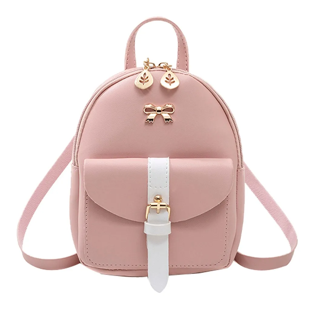 Bow-knot Leaf Hollow Mini Backpack Luxury PU Leather Kawaii Women's Backpack Cute Graceful Bagpack School Bags for Girls Handbag