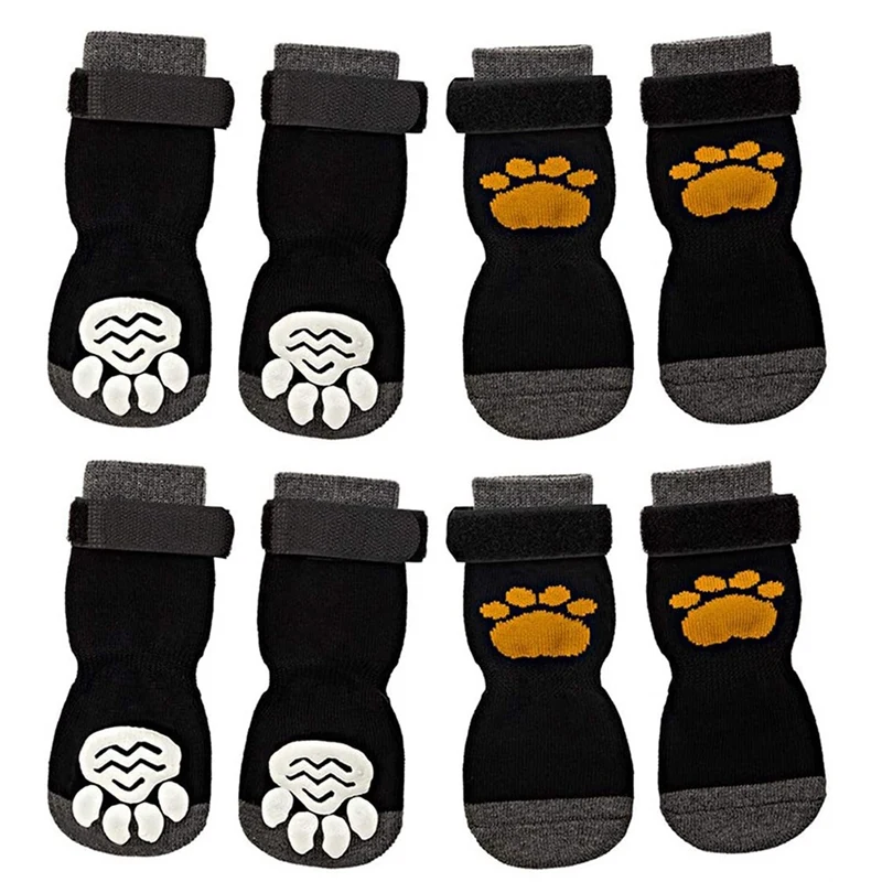 

8 Pieces Anti Slip Dog Socks With Adjustable Strap Traction Control For Indoor On Hardwood Floor Wear