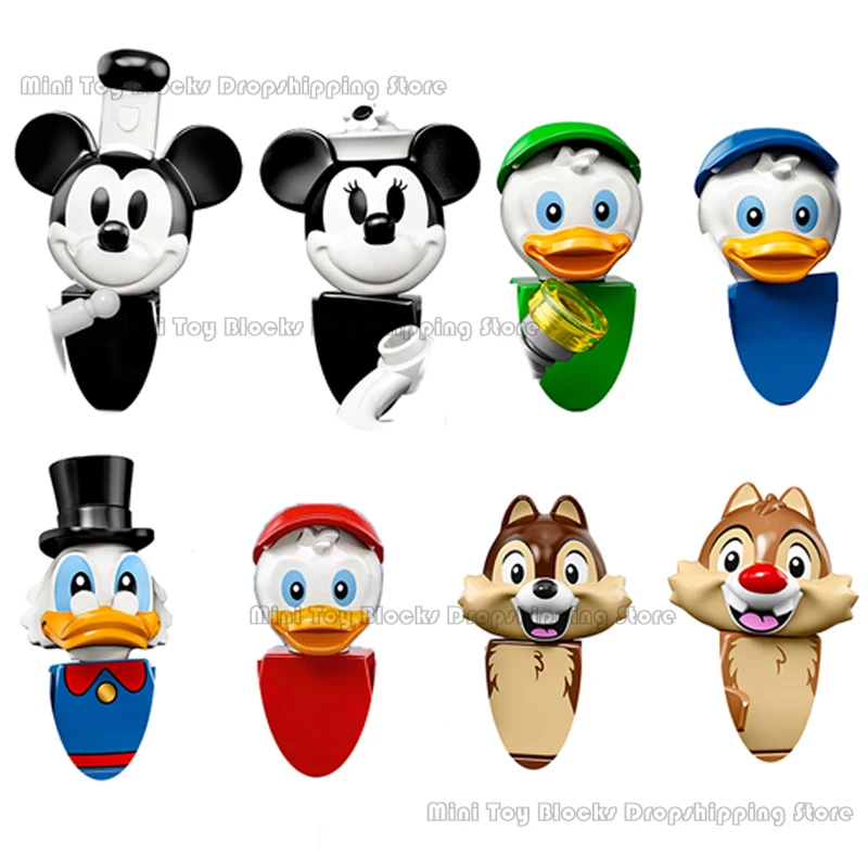 

WM6066 Disney Building Blocks Movie Mickey Minnie Mouse Mcduck Chip Dale Anime Bricks Mini Action Toy Figures Assembly Kids Gift