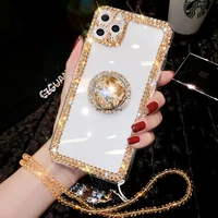 glitter bling diamond rhinestone ring buckle support phone case for huawei honor 50 pro 50 lite 60 pro 20 30 pro 30 lite x7 x8