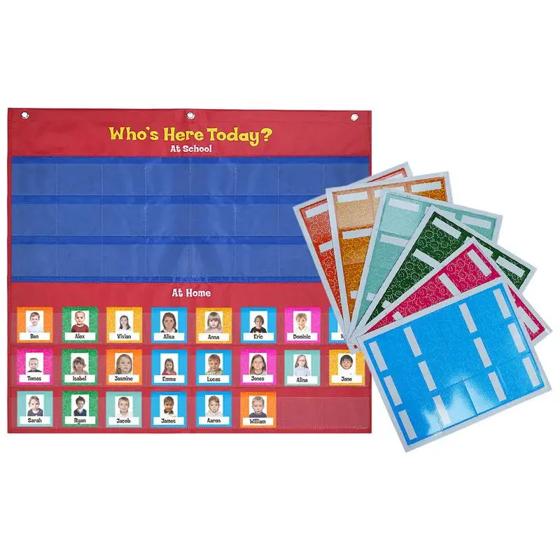 

Attendance Pocket Chart 72 Cards Classroom Attendance Chart Who Is Here Today Helping Hands Pocket Chart For Classroom Classroom