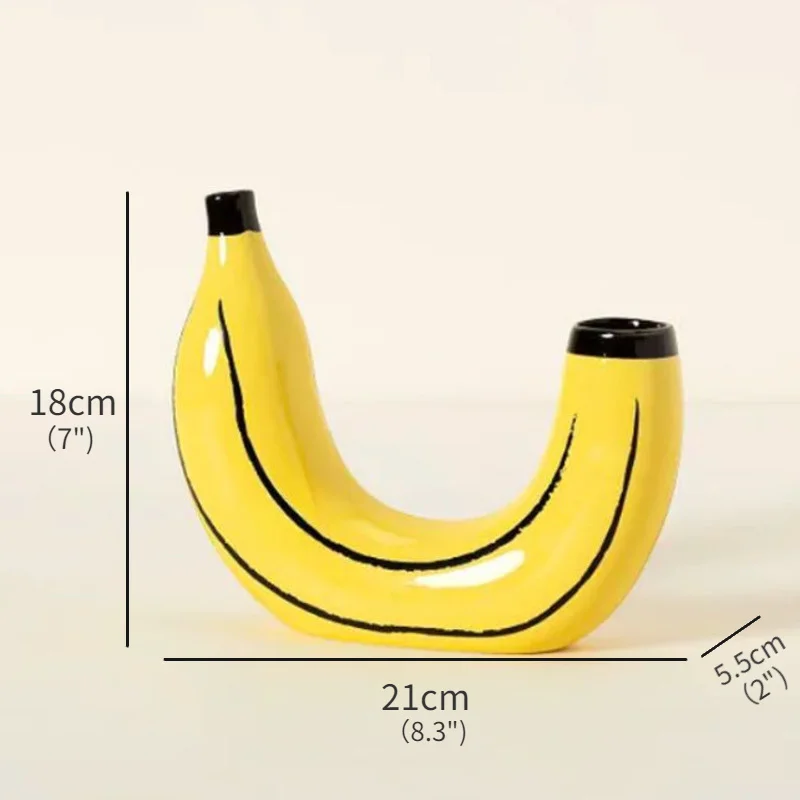 

Banana Vase Creative Cute Yellow Resin Crafts Flower Arrangements Desktop Vase Living Room Office House Decoration