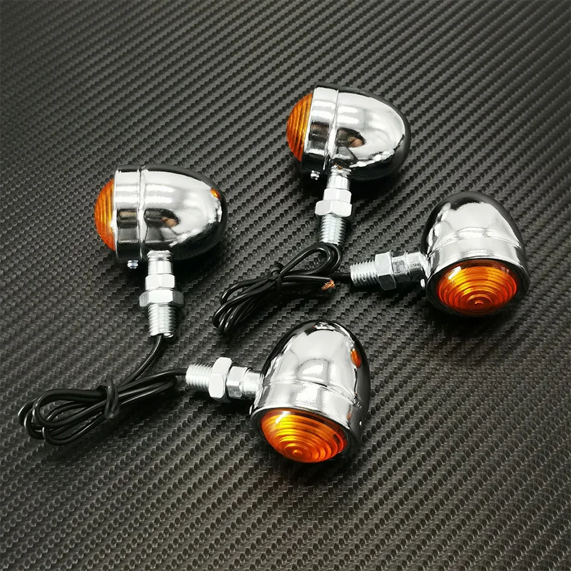 

Motorbike Turn Signal Lights for Cruiser Bobber Sportster Cafe Racer Universal 12V Retro Metal Blinkers Single Wire Clignotant