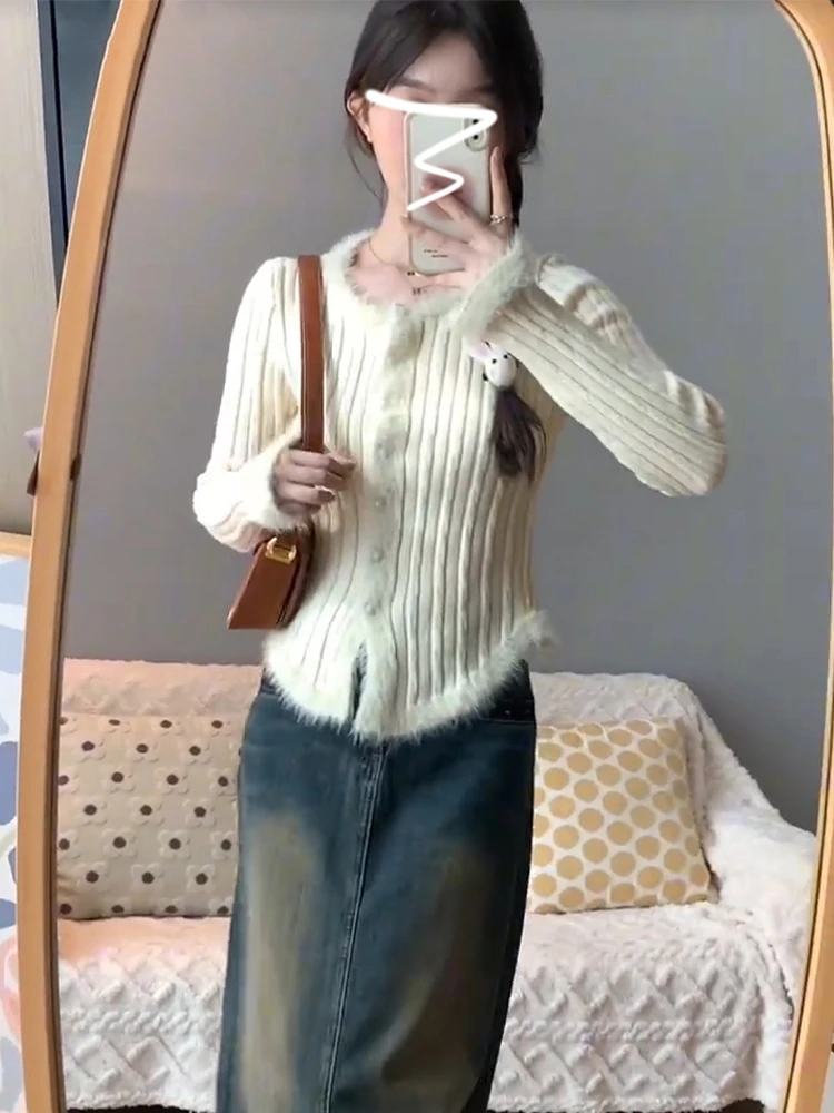 Маленький короткий вязаный кардиган свитер для женщин осень и зима 2024 новая