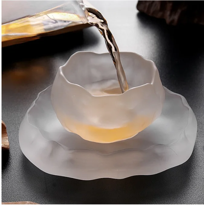 Стеклянная чайная чашка в японском стиле дешевая с двойным дном ручная работа