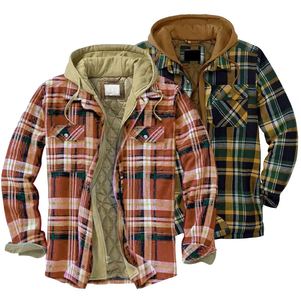 

Casual Men Shirt Jacket Temperament Men Hoodie Long Sleeve Thicken Drawstring Hooded Jacket Coat Coldproof