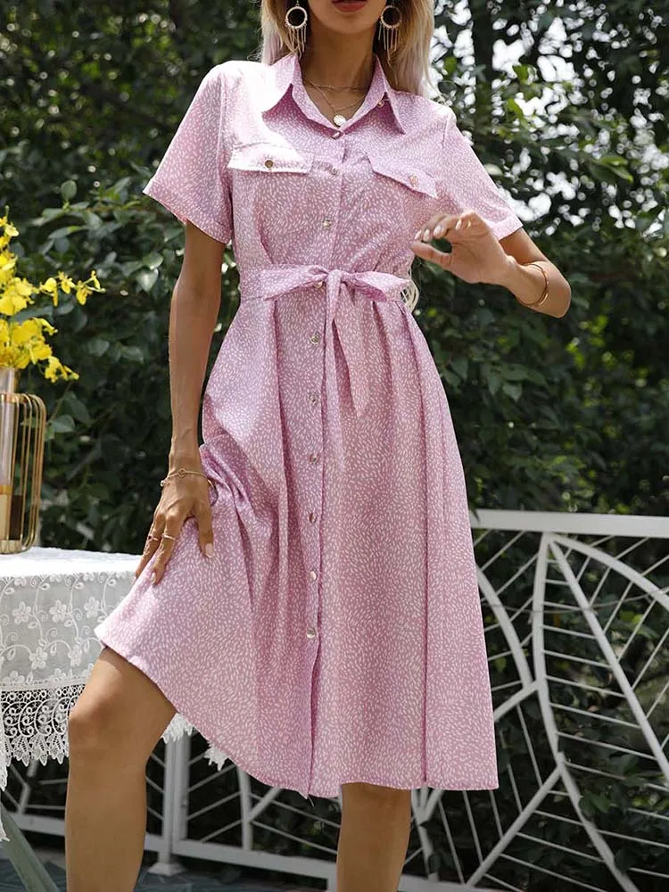 

ATUENDO Summer Solid Pink Dress for Women Vintage Satin Soft Office Lady Long Dresses Wedding Guest High Waist Silk Maxi Robe