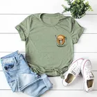 Женская футболка из 100% хлопка, Милая футболка с круглым вырезом и коротким рукавом, летняя женская футболка, топы оливкового и зеленого цветов