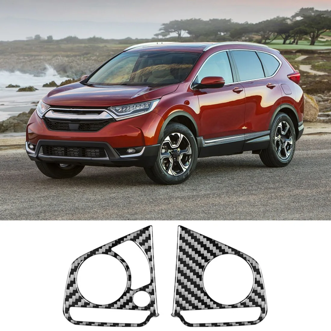Car Steering Wheel Cover Trim Carbon Fiber for Honda CRV 2016 2017 2018 2019 2020 2021 Accessories | Interior Mouldings