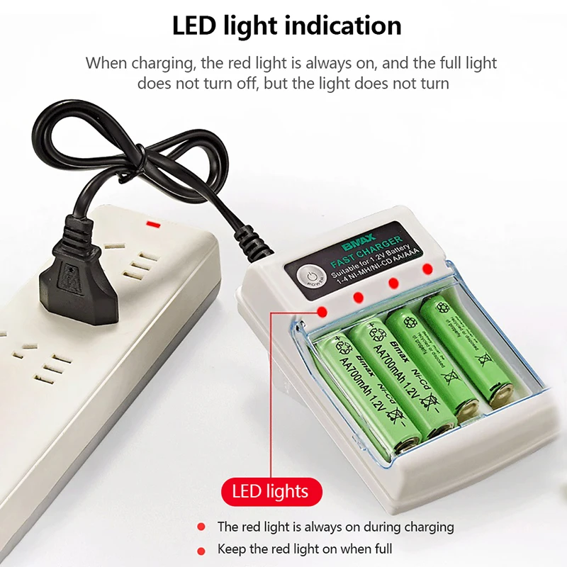 

4 Slots USB Fast Charging AAA AA Battery Charger Short Circuit Protection Rechargeable Battery Station For 1.2V AA AAA Charging