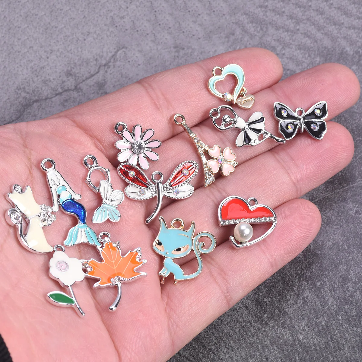 5pcs Enamel Metal Loose Dangle Drop Pendants Beads Charms For Jewelry Making Earring Bracelet DIY Findings