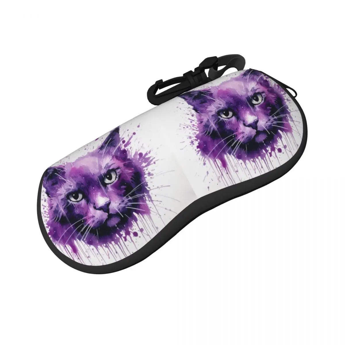 

Cat Horizontal Glasses Case Ink Drawing Zipped Men Women Sunglasses Pouch Travel Trend Eyewear Bag