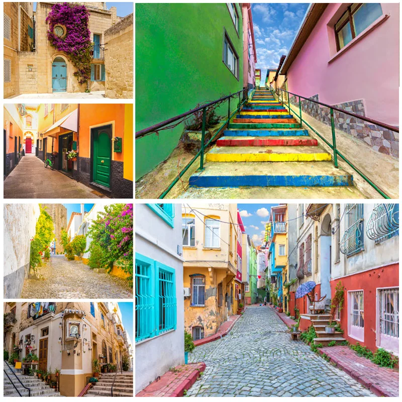 

SHUOZHIKE Country Small Town Natural Scenery Photo Background Street Sky Photography Backdrop Living Room Decor Poster JD-04