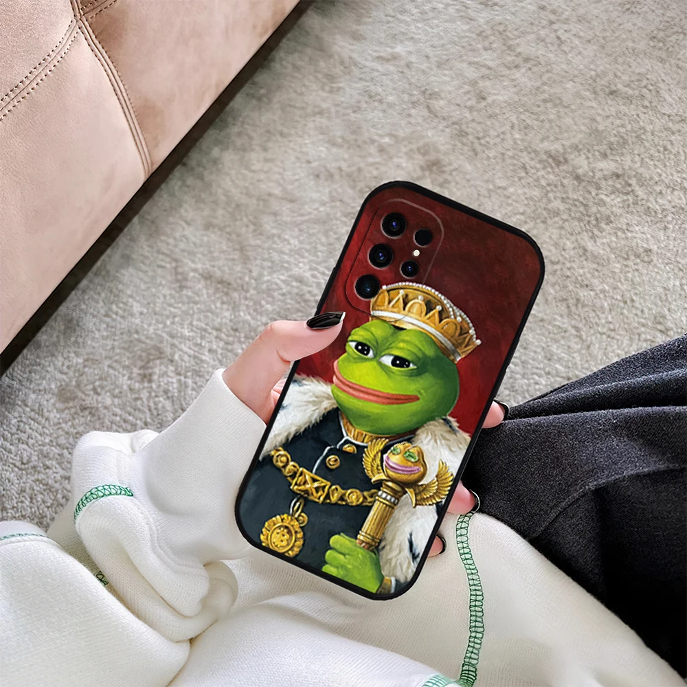 Funny P-Pepe Meme the F-Frog Sad Phone Case For Samsung Galaxy A54 A71 A72 A73 S22 S23 Ultra Black Soft Silicone Cover