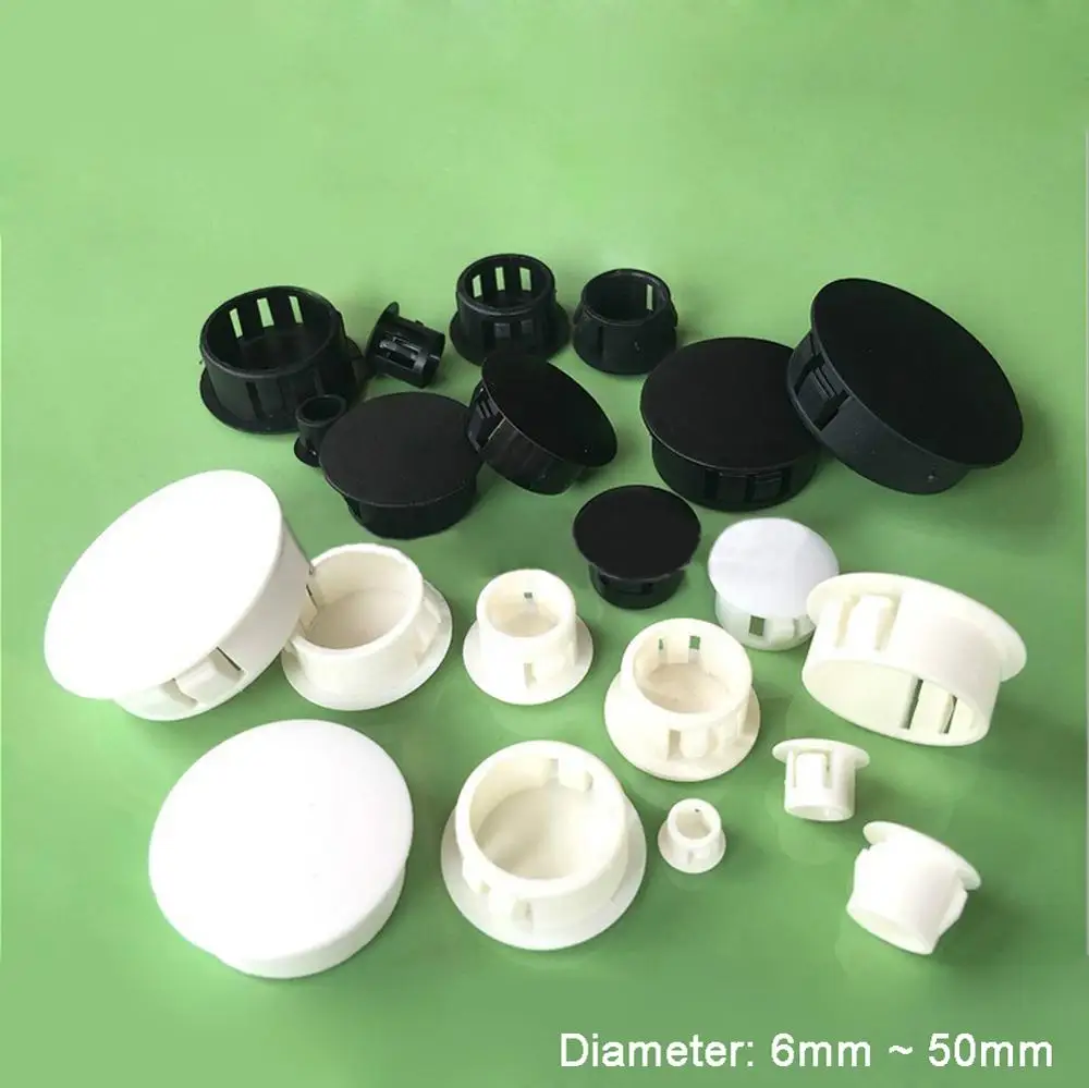 

20PCS Round Plastic Black/White Blanking End Caps Tube Pipe Inserts Plug Bung 6mm~50mm