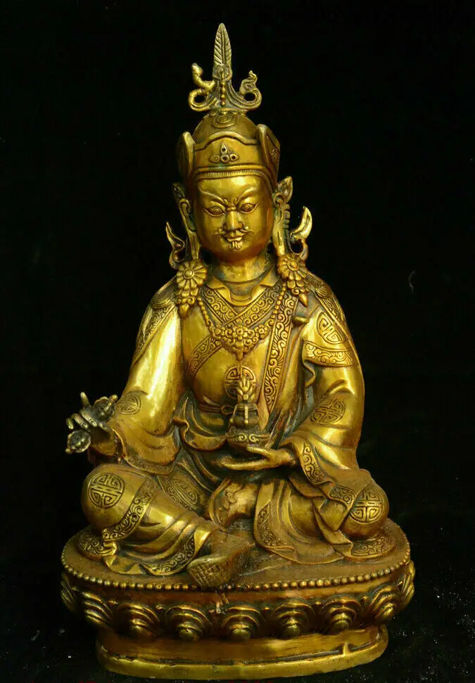 

Ancient Buddhism Temple Bronze gilt Guru Padmasambhava Rinpoche Buddha Statue