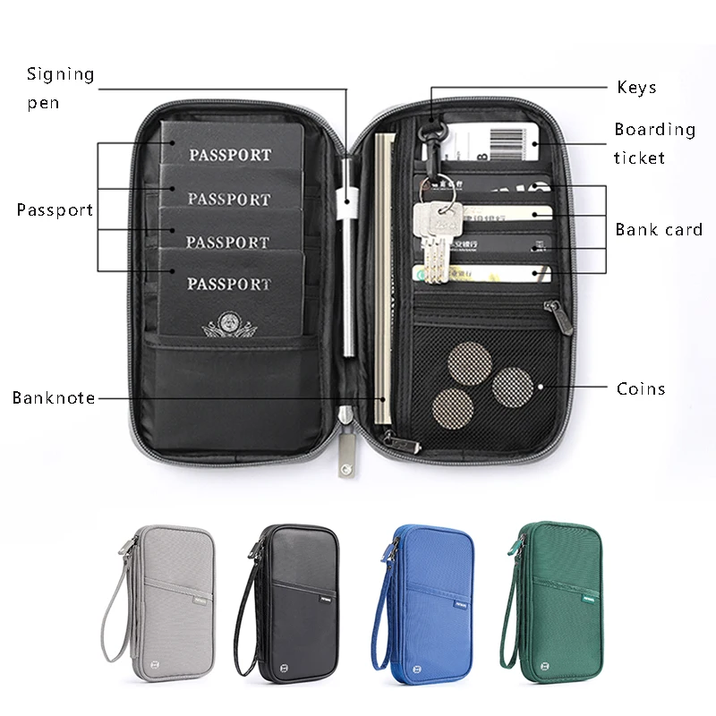 Travel Wallet for Passport Holder Waterproof RFID Document Case Strap Portable Organizer Family Accessories Cover Bag Cardholder