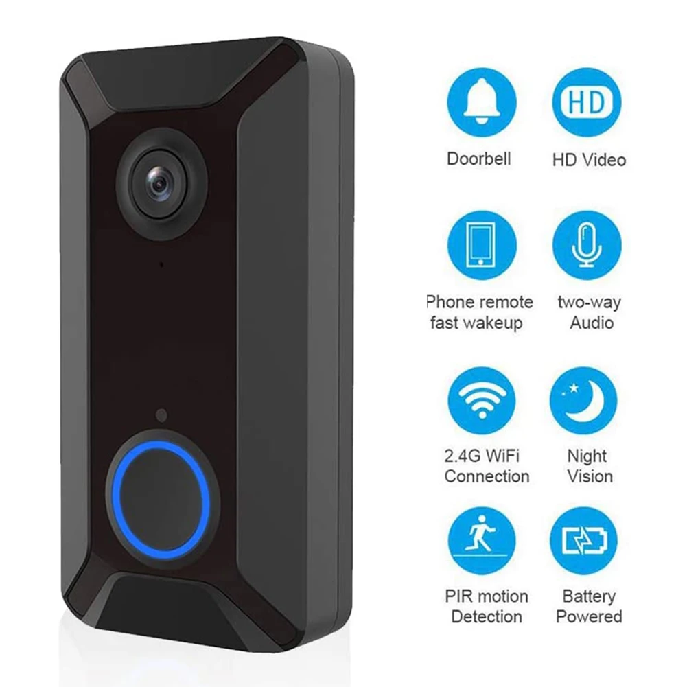 

2.4GHz Smart Wifi Video Doorbell IR Night Vision Intercom Visual Door Bell Adjustable Angle Mount for Blink Video Door Bell