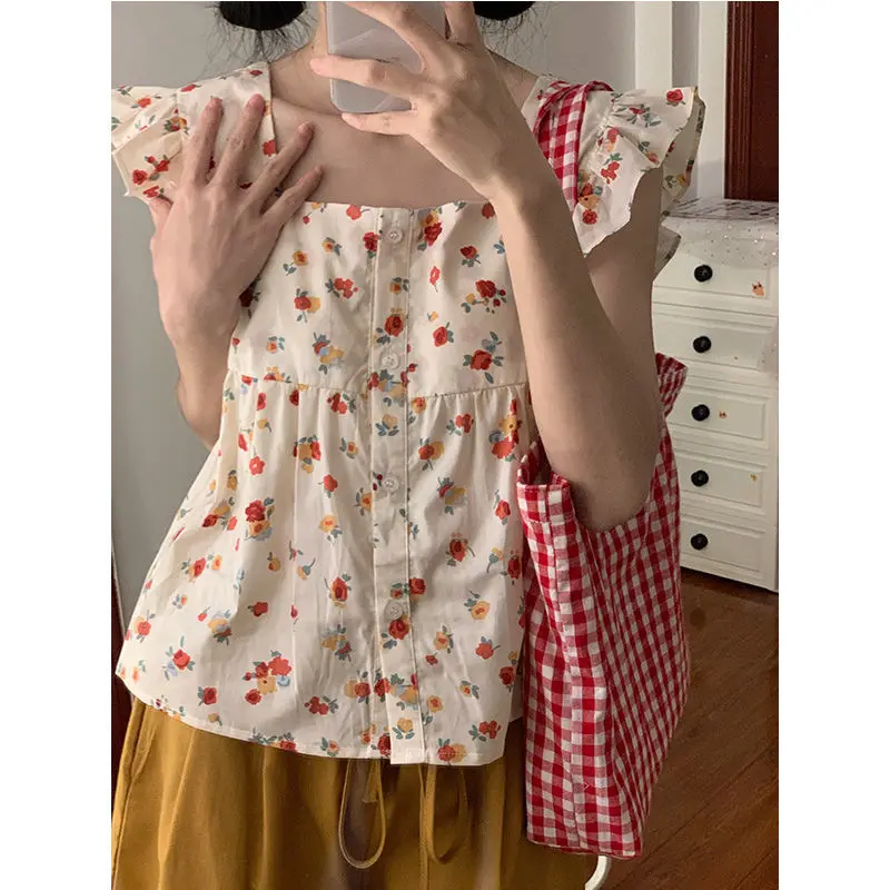 

Floral Print Tank Top Women Sleeveless T Shirt 2022 Summer Sexy Tank Top Sleeveless Loose Casual Sweet Female Vest T Shirt