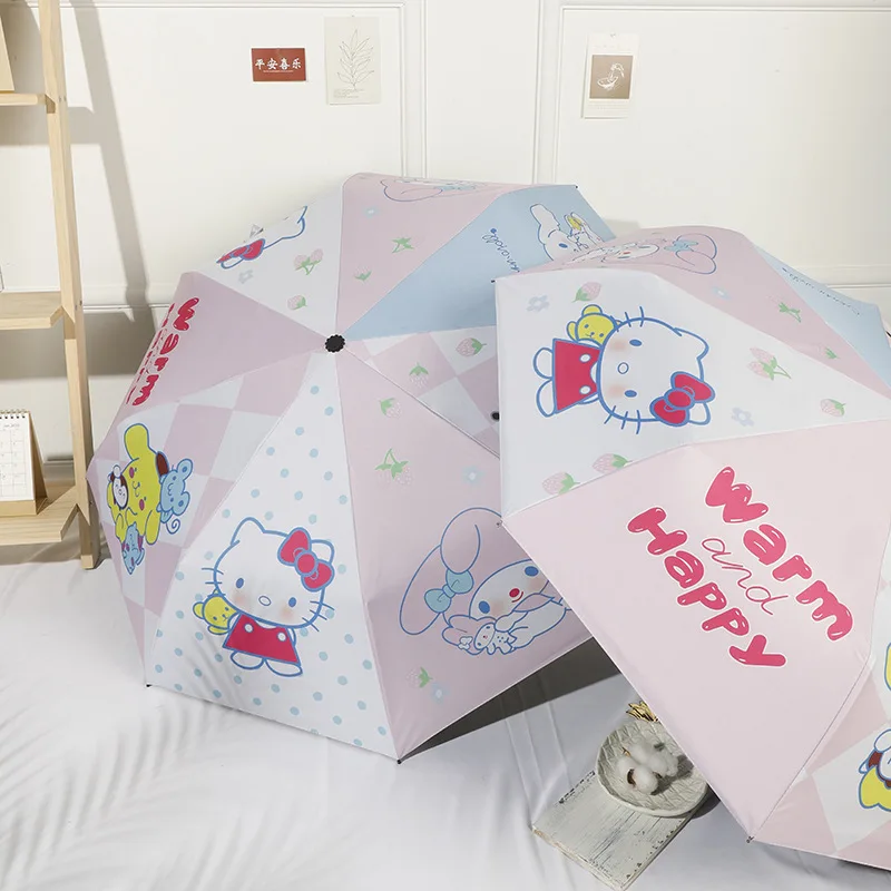 

Милый виниловый Зонт Sanrio Kuromi периферийный двухмерный для семьи, складной зонт от солнца для солнечных и дождливых целей