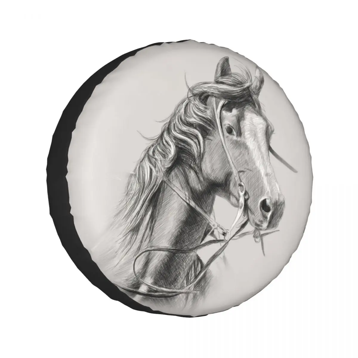 

1PC Car Spare Tire Cover Horse Portrait Polyester Auto Wheel Tire Storage Bag Vehicle Tyre Dust-proof Protector
