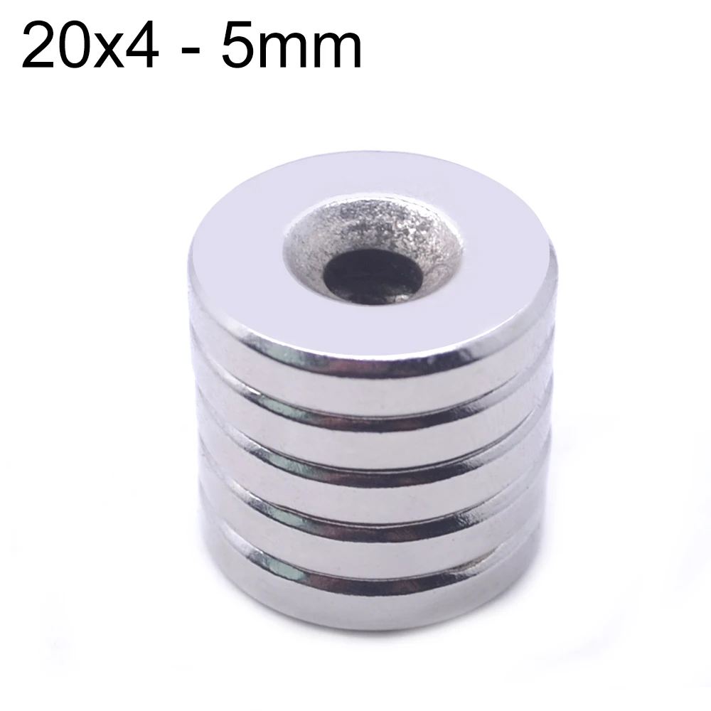 1~100PCS 20x4-5 mm Powerful Magnets 20*4 Hole 5mm Small Permanent Round Countersunk Neodymium Magnetic Magnet 20x4-5mm 20*4-5