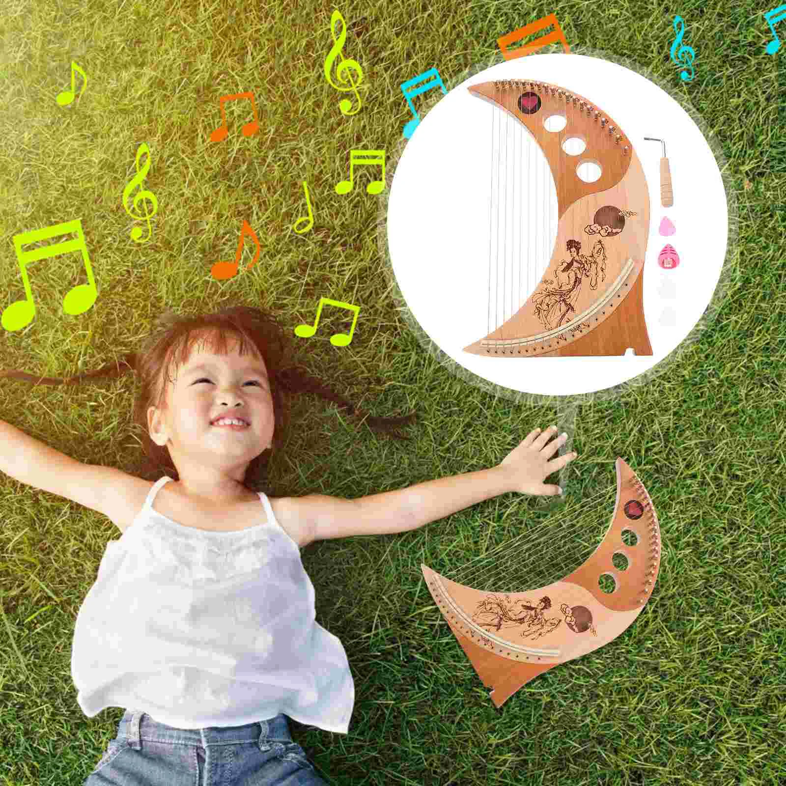 

1 Set Special Creative Wooden String Instrument Lyre Harp for Performance Gift Practice