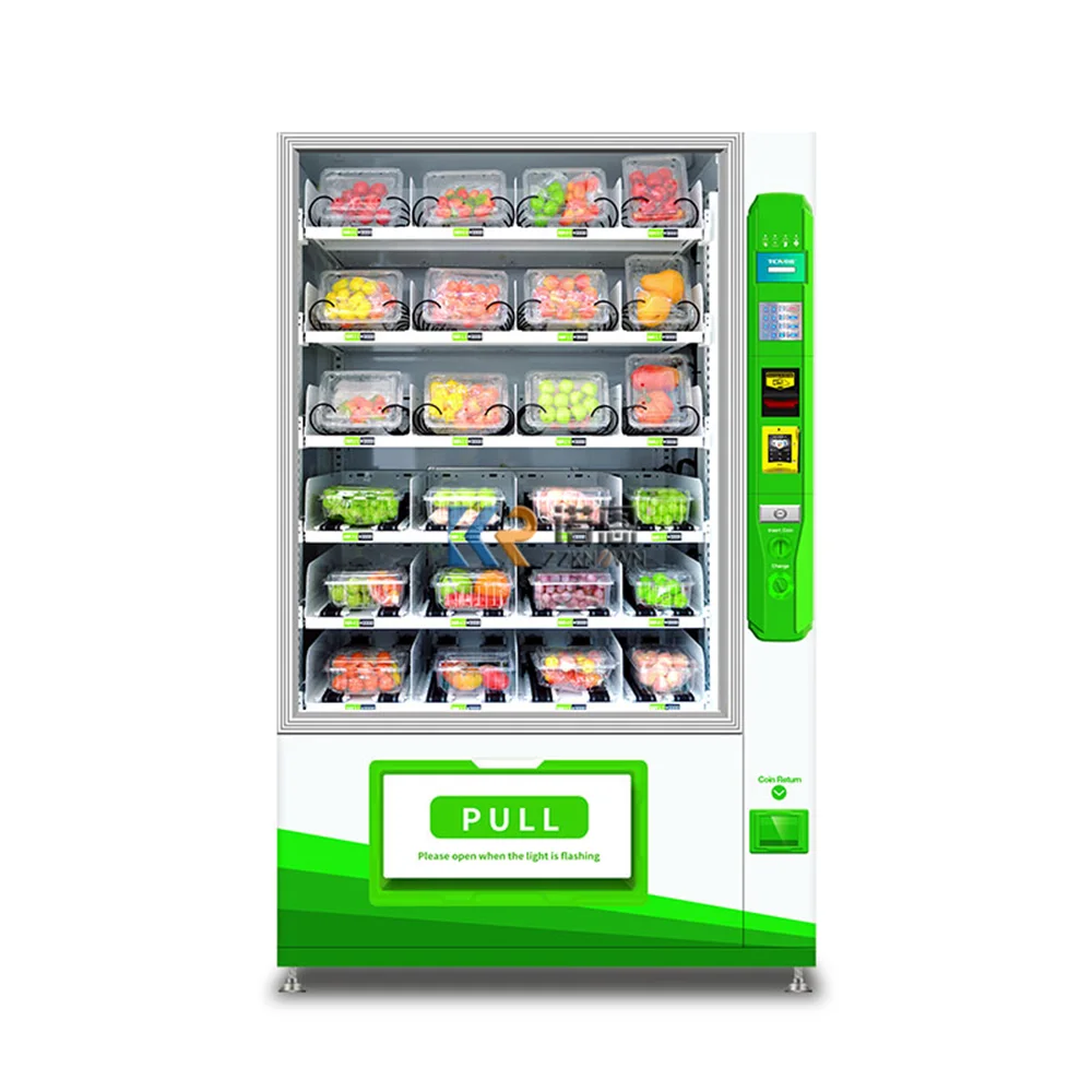 

Outdoor Food Fresh Fruit Flower Vending Machine Kiosk Salad Sandwich Glass Bottle Elevator Vending Machines with Conveyor Belt