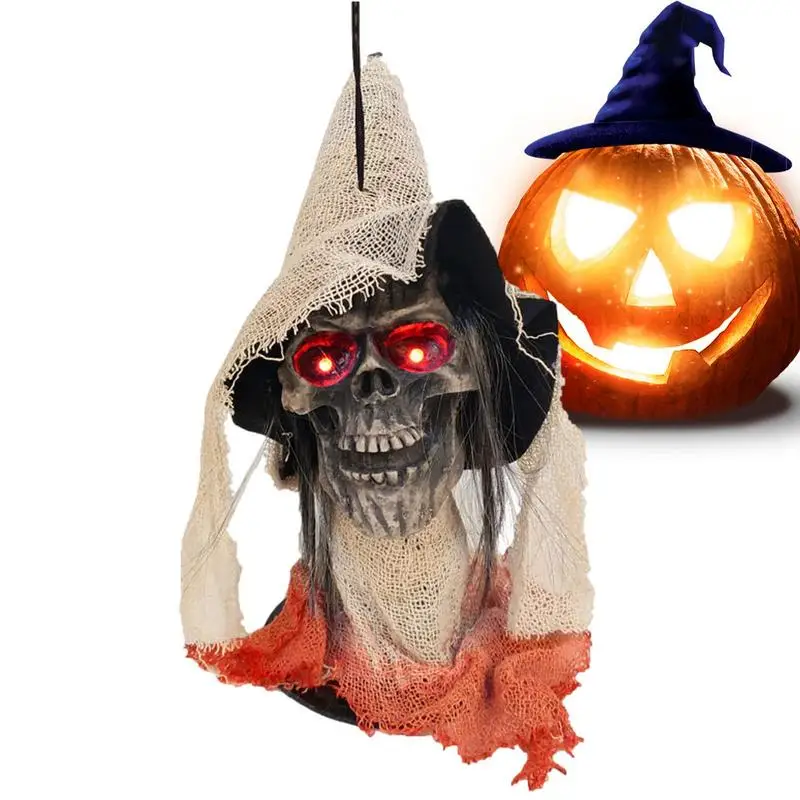 

Halloween Skeleton Decorations Eerie Skull Ghost Prop With Glowing Eyes And Creepy Sound Halloween Decorations For Parties