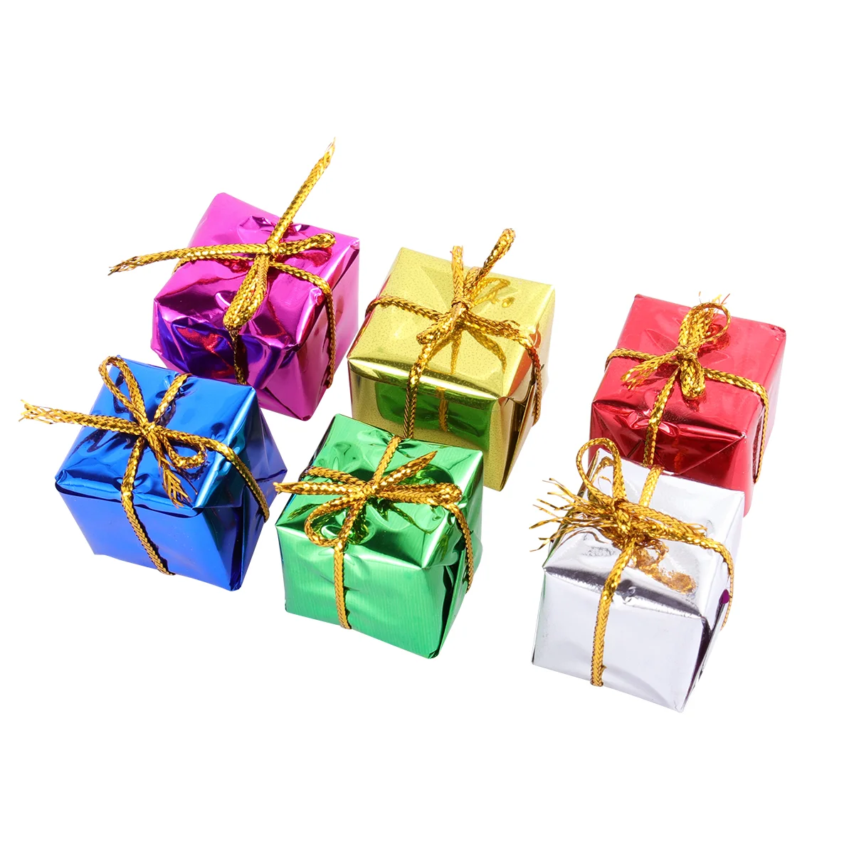 

60pcs Wrapped Present Boxes Glistening Gift Boxes with Wire Christmas Tree Pendant for Party Festival ( )
