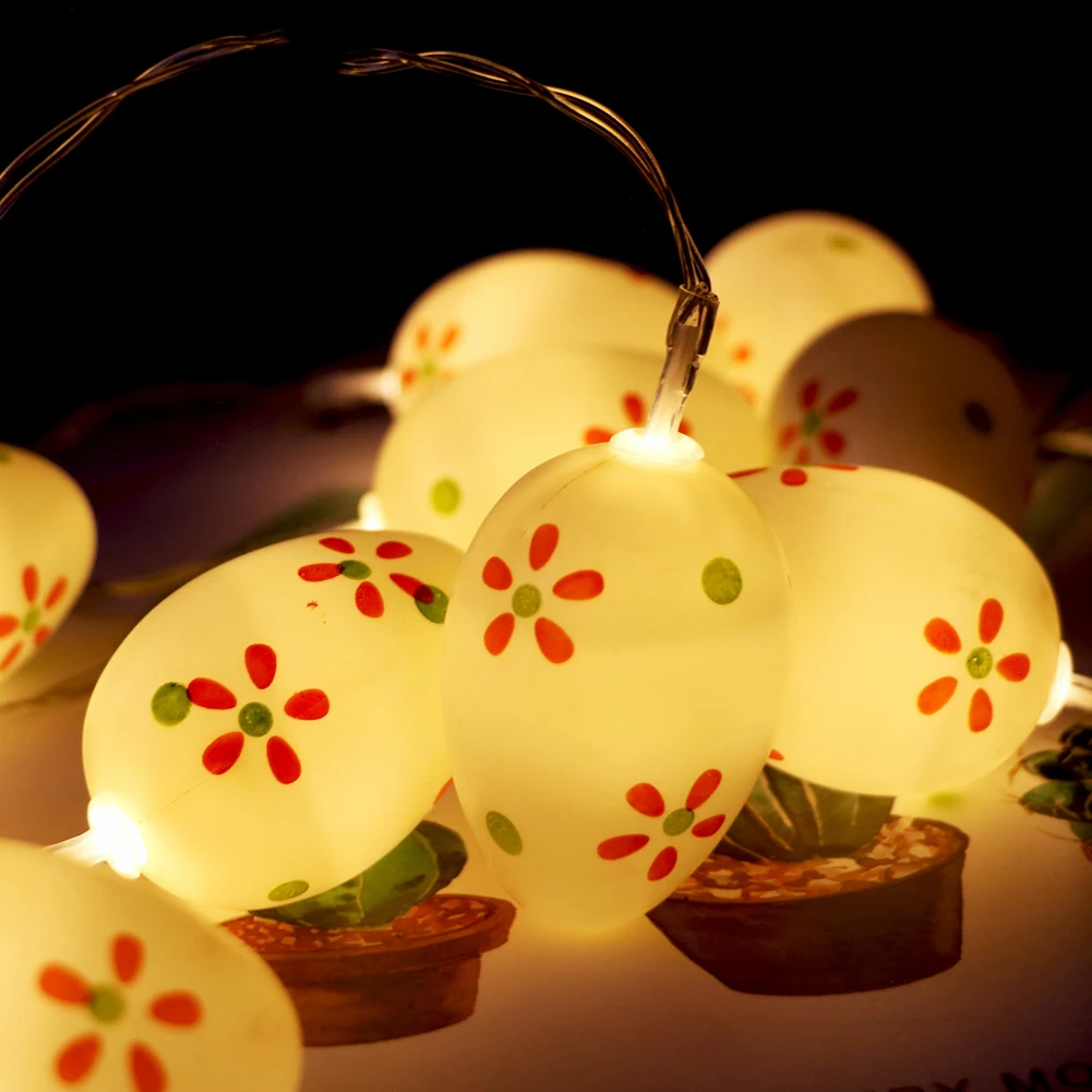 

Colorful Easter Egg Lamp 10 LED Flower Dots Fairy String LightsB attery Powered Lighting Festival Home Party Ornament