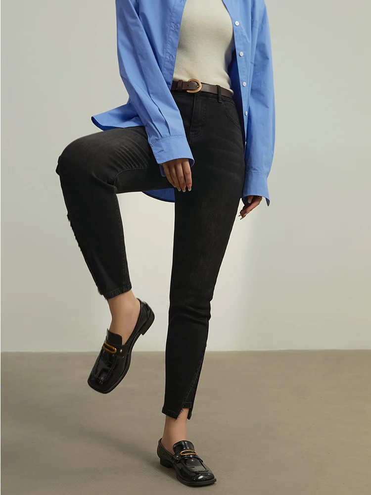 Женские зимние Бархатные Теплые Волшебные джинсы DUSHU с высокой талией