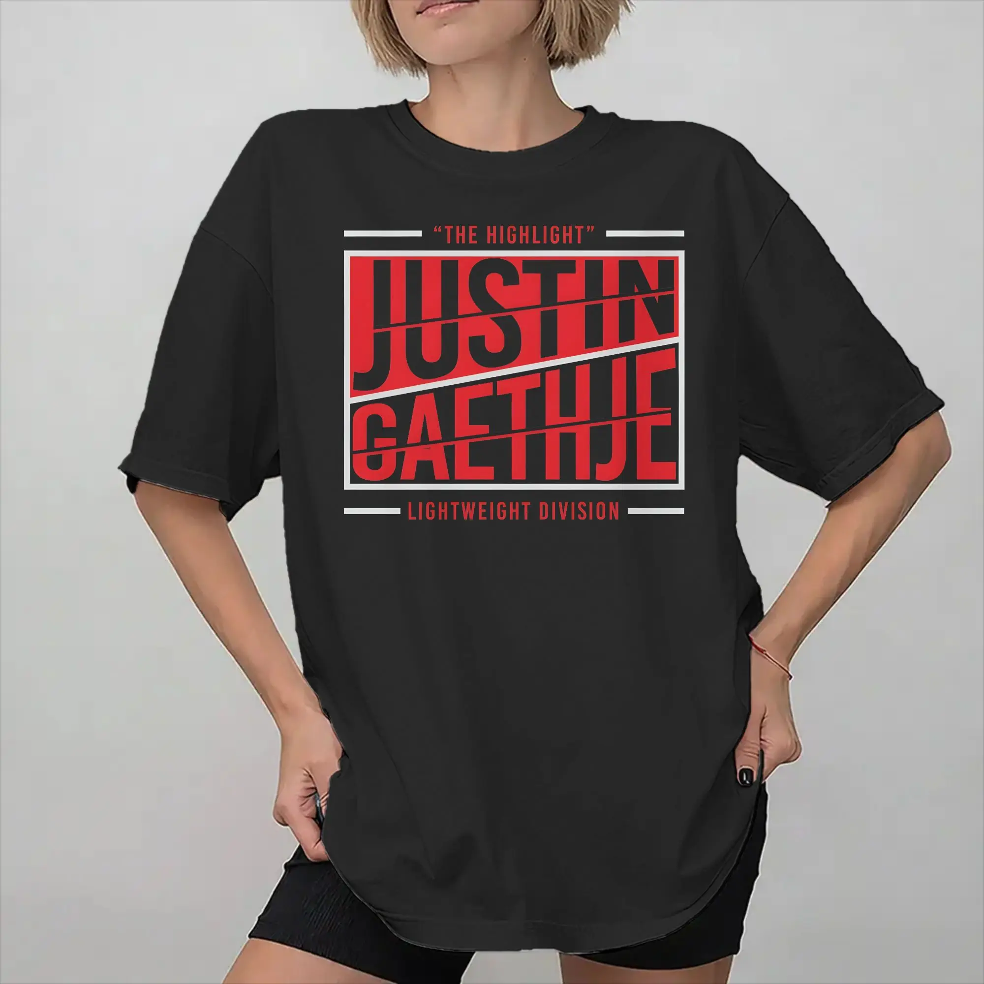 Фото Мужские и женские футболки с графическим принтом Justin Gaethje The Highlight, хлопковые футболки, одежда №1