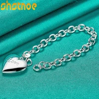 925 sterling silver love heart frame pendant chain bracelets for women party engagement wedding birthday gift fashion jewelry