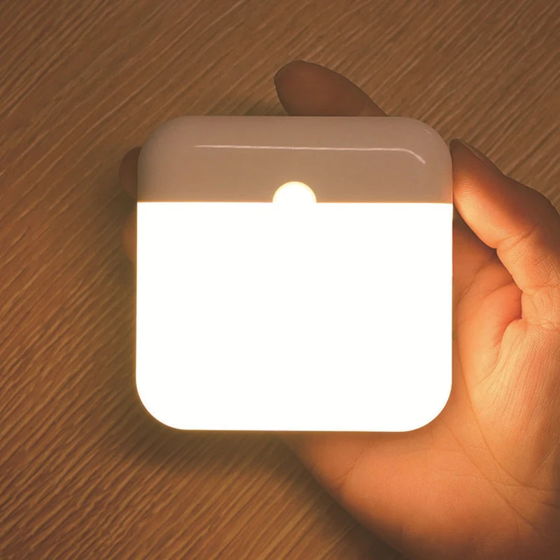 

Светодиодный светильник с датчиком движения, аккумуляторная квадратная лампа с USB для спальни, кухни, лестницы, коридора, гардероба, шкафа, светодиодное освещение