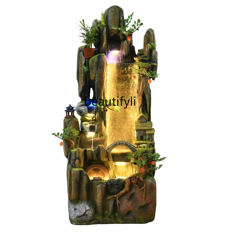 

yj Large Artificial Mountain and Fountain Living Room Office Fortune Landscape Humidifier Floor Ornaments
