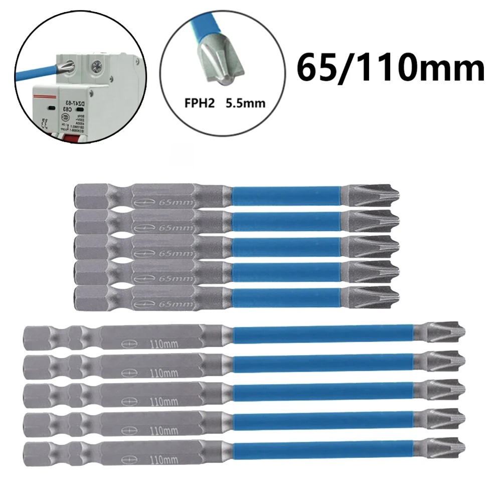 

5pcs Magnetic Special Slotted Cross Screwdriver Bit Nutdrivers FPH2 For Socket Switch Power Electrician Power Tool 65mm 110mm