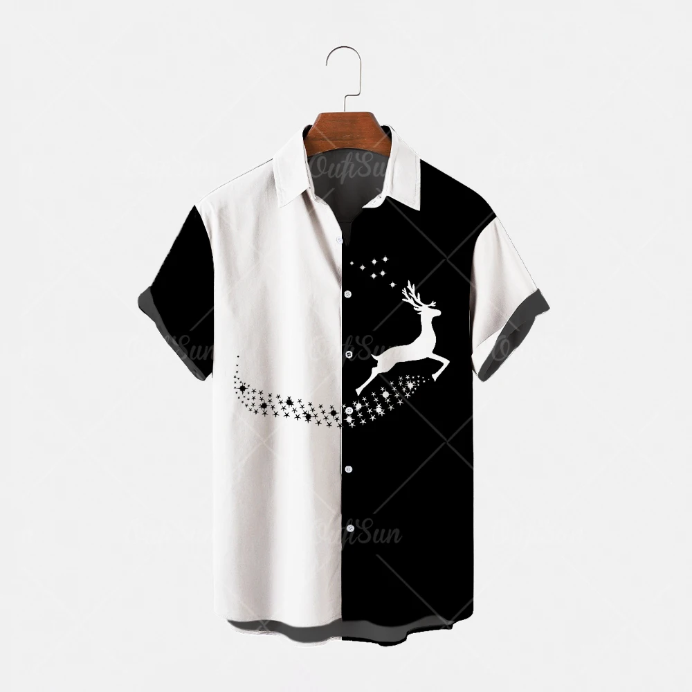 

Summer high-quality men's Hawaiian shirt 3D Christmas print short turn leader plus size Hawaiian men's beach flower shirt