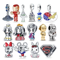 new disney star duck 925 sterling silver badge s helmet charms fits 3mm braceletbangle diy womens jewelry support wholesale