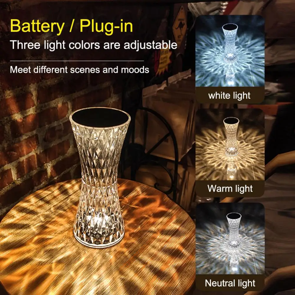 

16 Colors Light Diamond Table Lamp LED Remote Control USB Charging Restaurant Bar Decor Light Bar Bedroom Desk Lamp