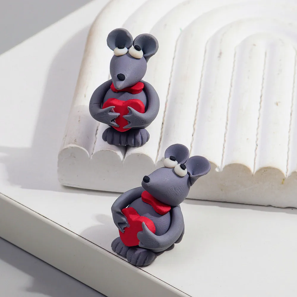 Забавные Бусины Из Полимерной Глины В Форме Сердца И Мыши