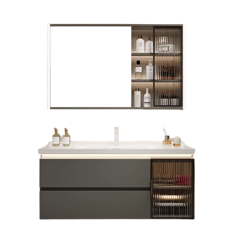 Kremowa szafka łazienkowa połączenie nowoczesna minimalistyczna łazienka ceramiczna zintegrowana umywalka inteligentny zestaw do twarzy YX50BC