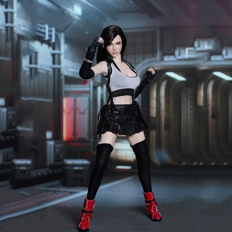 

SUPER DUCK SET070 1/6 Scale Female Soldier Fighting Goddess Tifa Clothes Set with Head Model for 12 Inches S10D Pale Skin Body