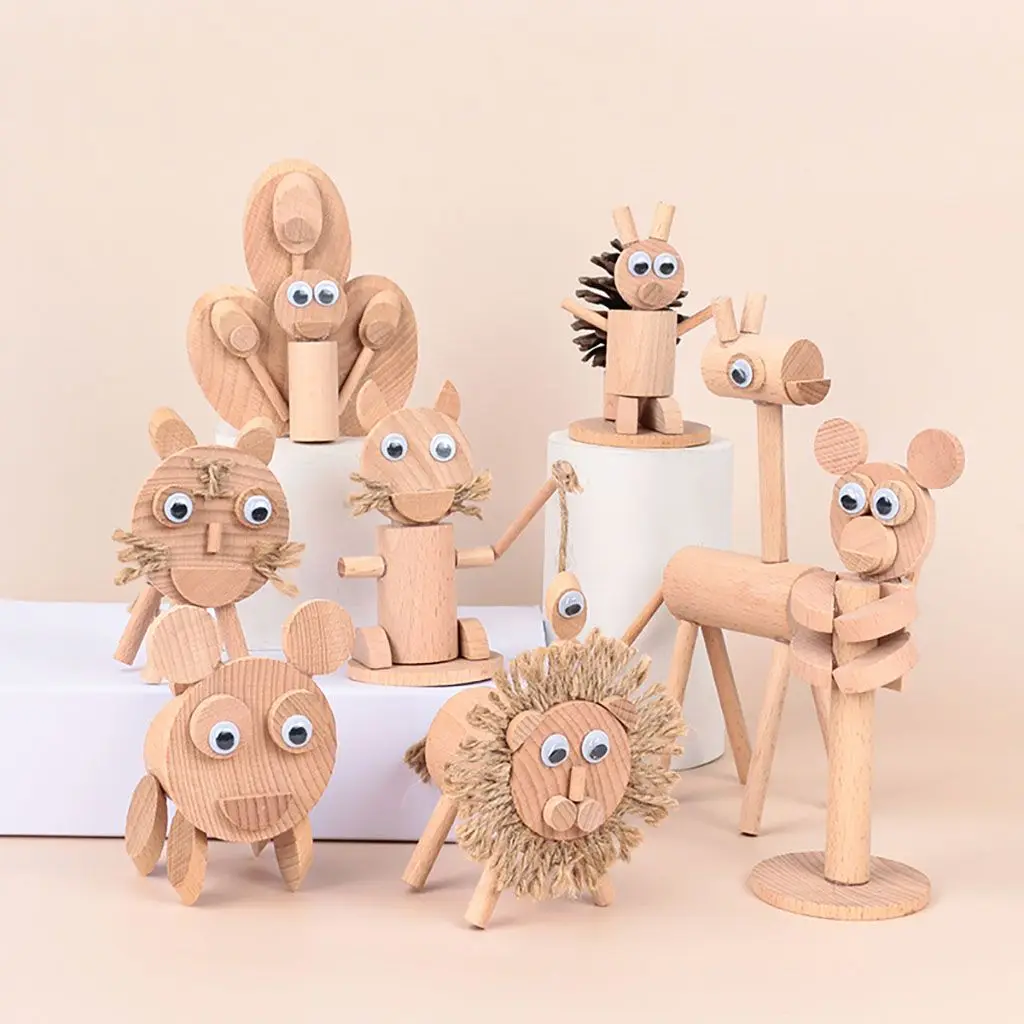 

1 Set Wooden Crafts Cute Mini Small Animal Model Creative Handmake Toys Branches Decorated Natural Wood Pieces