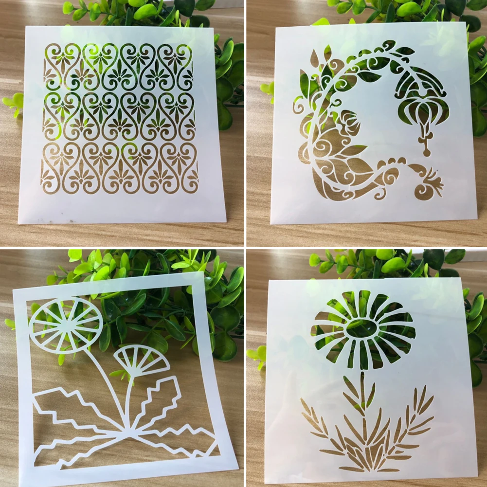 

13*13cm Painting Template Creative Children Auxiliary Lace Ruler Scratching Painting Material Template Journal Album Decoration