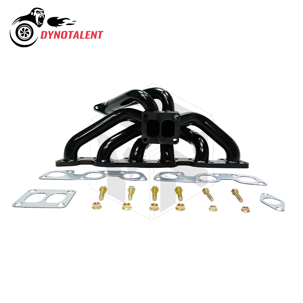 Фото Выпускной коллектор DYN RACING Top Mount T4 с фланцем 3 мм из мягкой стали с черным покрытием для Nissan Skyline GTR R32 R33 R34 RB26DETT №3