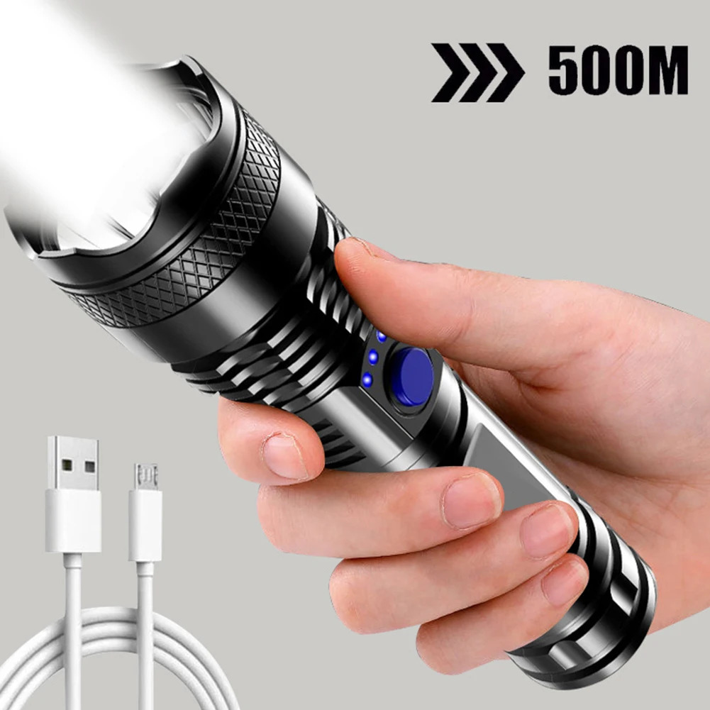 

LED Powerful Flashlight Micro USB Charging IPX4 Waterproof Camping Fishing Flashlight 3 Gears 250lm 500mAh Outdoor Lighting