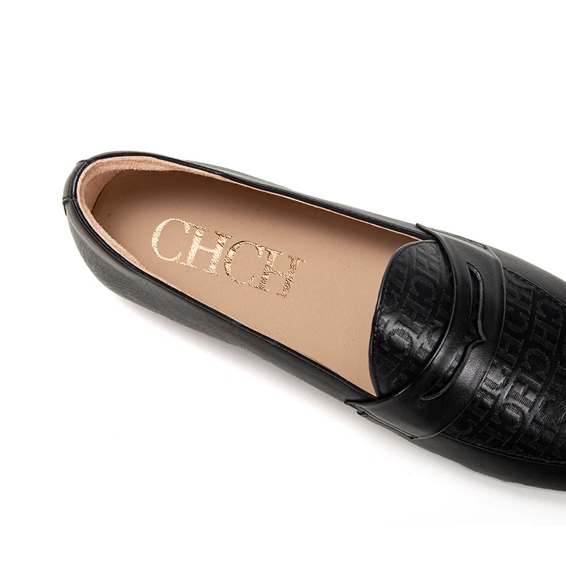 CHCH Women Single Shoes Genuine Leather Shoes Women Luxury Business Loafers Casual Flat Shoes Comfortable Cover Feet Womens Flat