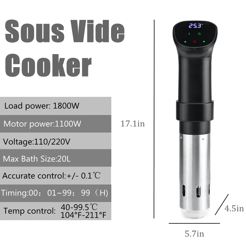 1800W IPX7 Waterproof Vacuum Sous Vide Cooker Immersion Circulator Accurate Cooking With LED Digital Display Slow Cooker Heater images - 6